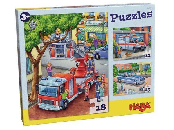 HABA 302459 - Puzzles Polizei, Feuerwehr & Co.