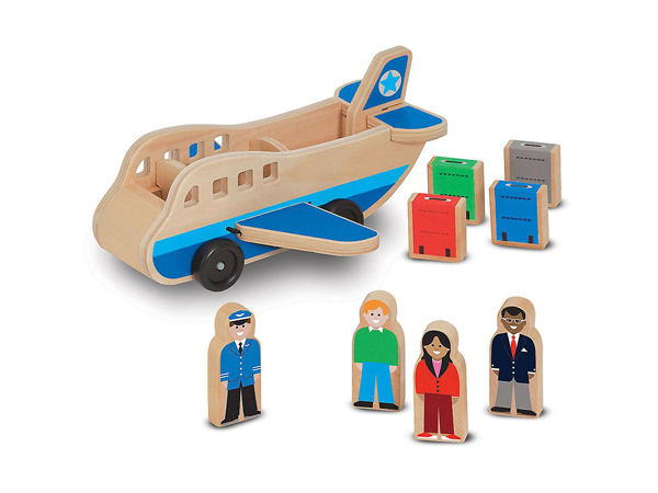 Flugzeug aus Holz mit Passagieren