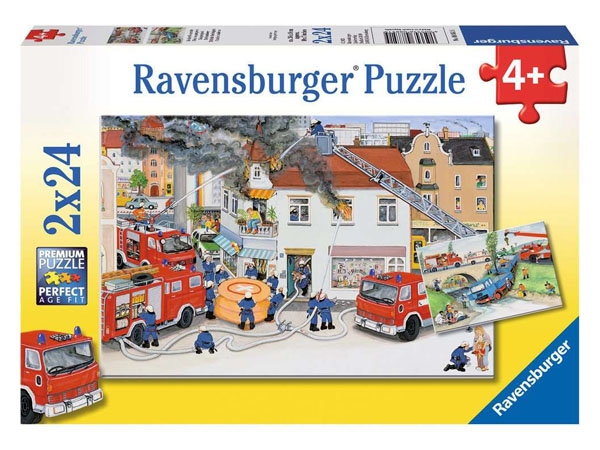 Ravensburger 088515 - Puzzle 2 x 24 Teile - Bei der Feuerwehr