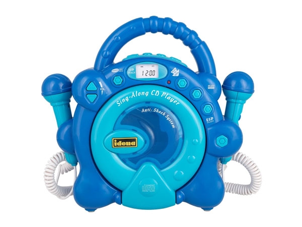 CD-Player blau mit 2 Mikrofonen