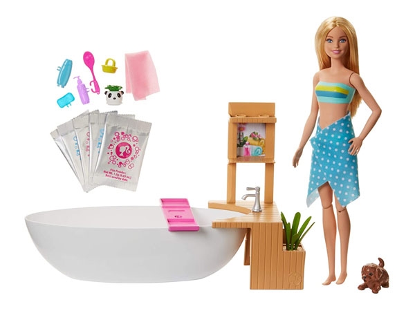 Mattel GJN32 - Barbie Fizzy Bath - Spielset Puppe und Sprudelbad
