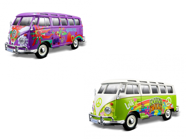 Maisto 1:24 Hippie VW Bus Samba, 2-farbig sortiert