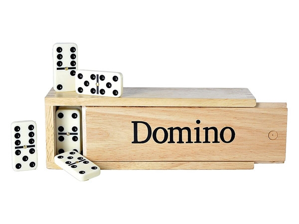6er Domino Kunstharz 40x20x7 mm im Holzkasten