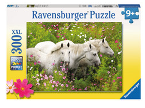 Puzzle 300 Teile - Pferde auf der Blumenwiese